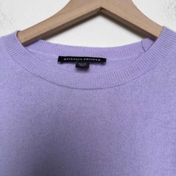Boston Proper Women 100% Cashmere Sweater XS Lavender Puff Sleeve Button Cuff - Picture 9 of 11
